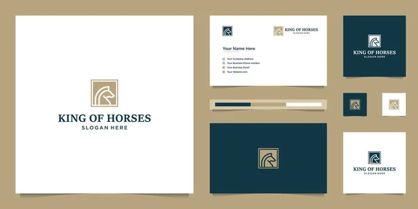 Cavalo Rei Elegante Com Design Gráfico Elegante Nome Cartão Inspiração — Vetor de Stock