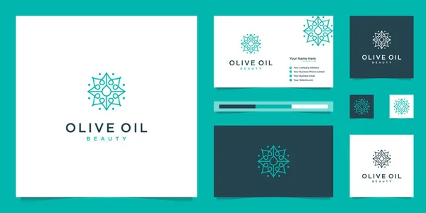 Projektowanie Drzewek Oliwnych Logo Oliwy Oraz Wizytówki Premium Vector — Wektor stockowy