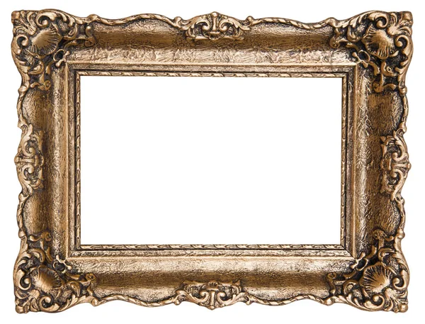 Old Wooden Bronze Color Frame Isolated White — 스톡 사진