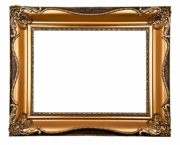 Wooden Gilt Frame Isolated White — 스톡 사진