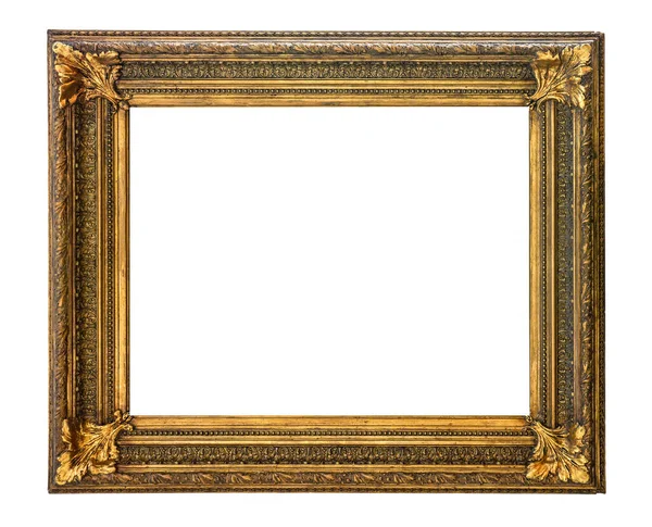 Old Wood Gilded Frame Isolated White — 스톡 사진
