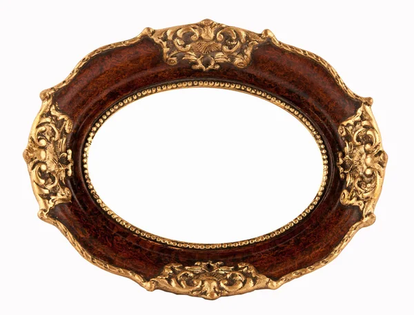 Old Wood Gilded Frame Isolated White — 스톡 사진