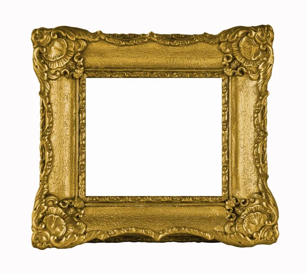 Old Wood Gilded Frame Isolated White — 스톡 사진