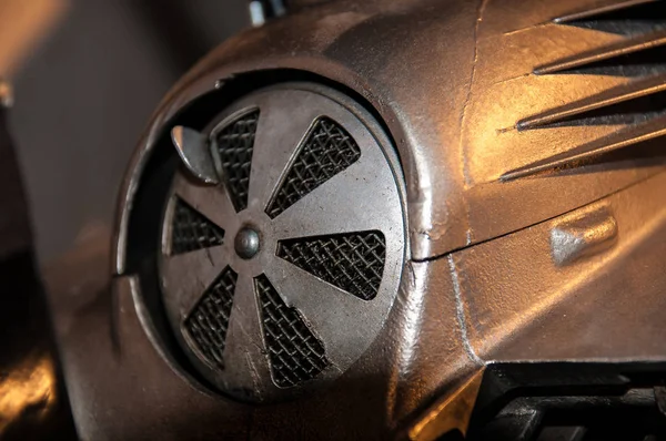 parçaları ve bileşenleri bir eski retro motosiklet gazisi detaylı çekim