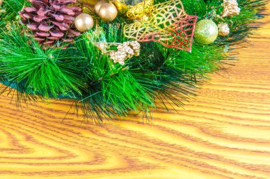 Noel arka plan ve dekorasyon ahşap yeni yıl üzerinde