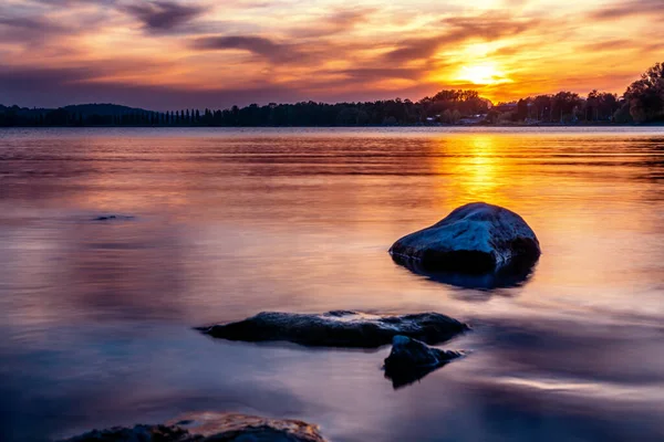 Фантастична Гра Кольорів Озері Констанс Прекрасною Весною Настрою Хмар — стокове фото