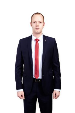 iş, insan ve office kavramı - mutlu gülümseyen iş adamı takım elbise