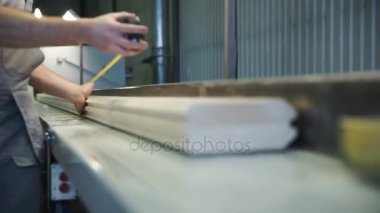 Marangoz şerit metre, ahşap Resepsiyon işaretleme ile çalışma