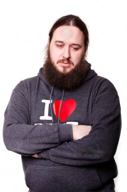 Melankolik öğrenci, gibi beyaz bir arka plan üzerinde çapraz eller ile Sınavı geçemedi