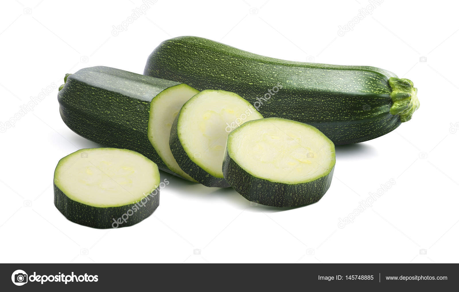 Zucchini cut pieces isolated on white background — Stock ...