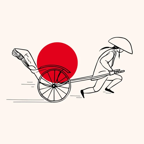 Bosquejo rickshaw hombre — Vector de stock