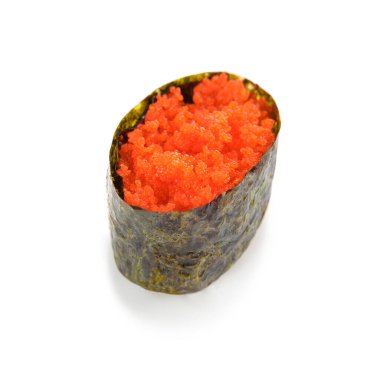 sushi gunkans with tobiko caviar on a white background clipart