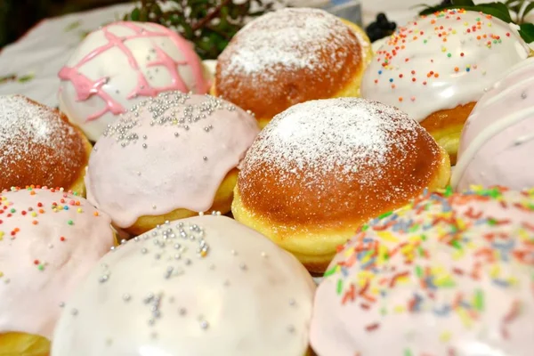 Donuts Caseiros Assados Com Esmalte Açúcar — Fotografia de Stock