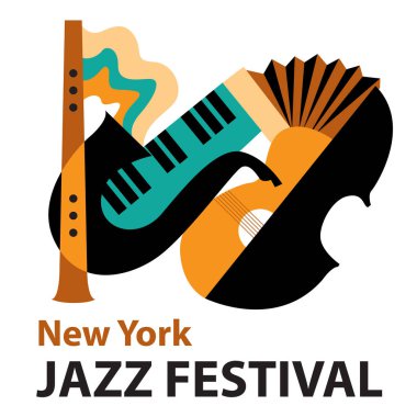 Caz Festivali. Yaratıcı kavramsal Müzik Festivali vektör.