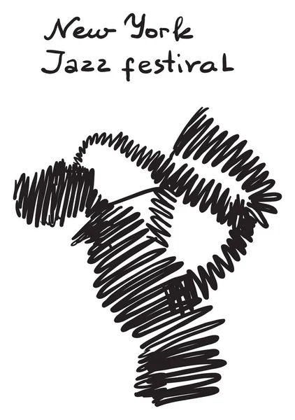 Festival de Jazz. vector creativo festival de música conceptual. Hombre tocando instrumento musical . — Vector de stock