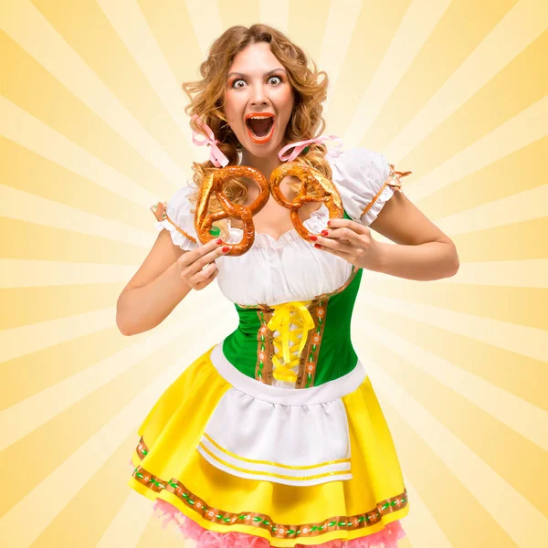 Oktoberfest woman wearing a traditional Bavarian clothes — Stock Photo, Image