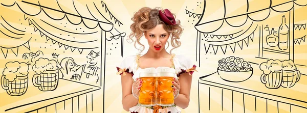 Beautiful sexy Oktoberfest waitress — Stock Photo, Image