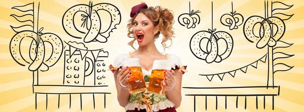 Schöne sexy Oktoberfest-Kellnerin — Stockfoto