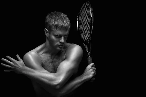 Joueur de tennis avec raquette — Photo