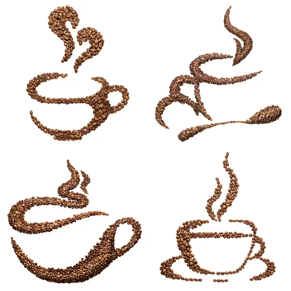 Kavrulmuş kahve çekirdekleri ile yapılan yaratıcılık — Stok fotoğraf