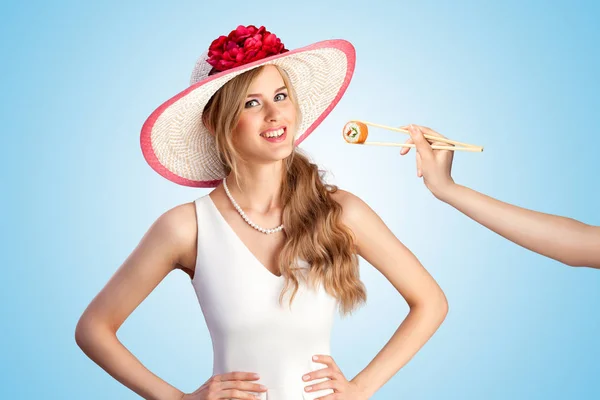 Pin-up girl in vintage hat — Stock Photo, Image