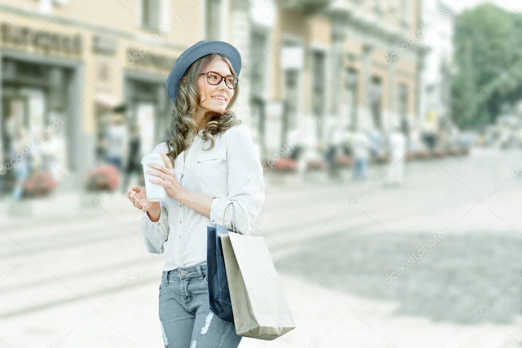 Happy young fashionable woman