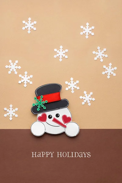 Cute snowman made of paper — Stock Photo, Image