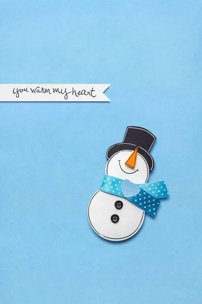 Boneco de neve bonito feito de papel — Fotografia de Stock