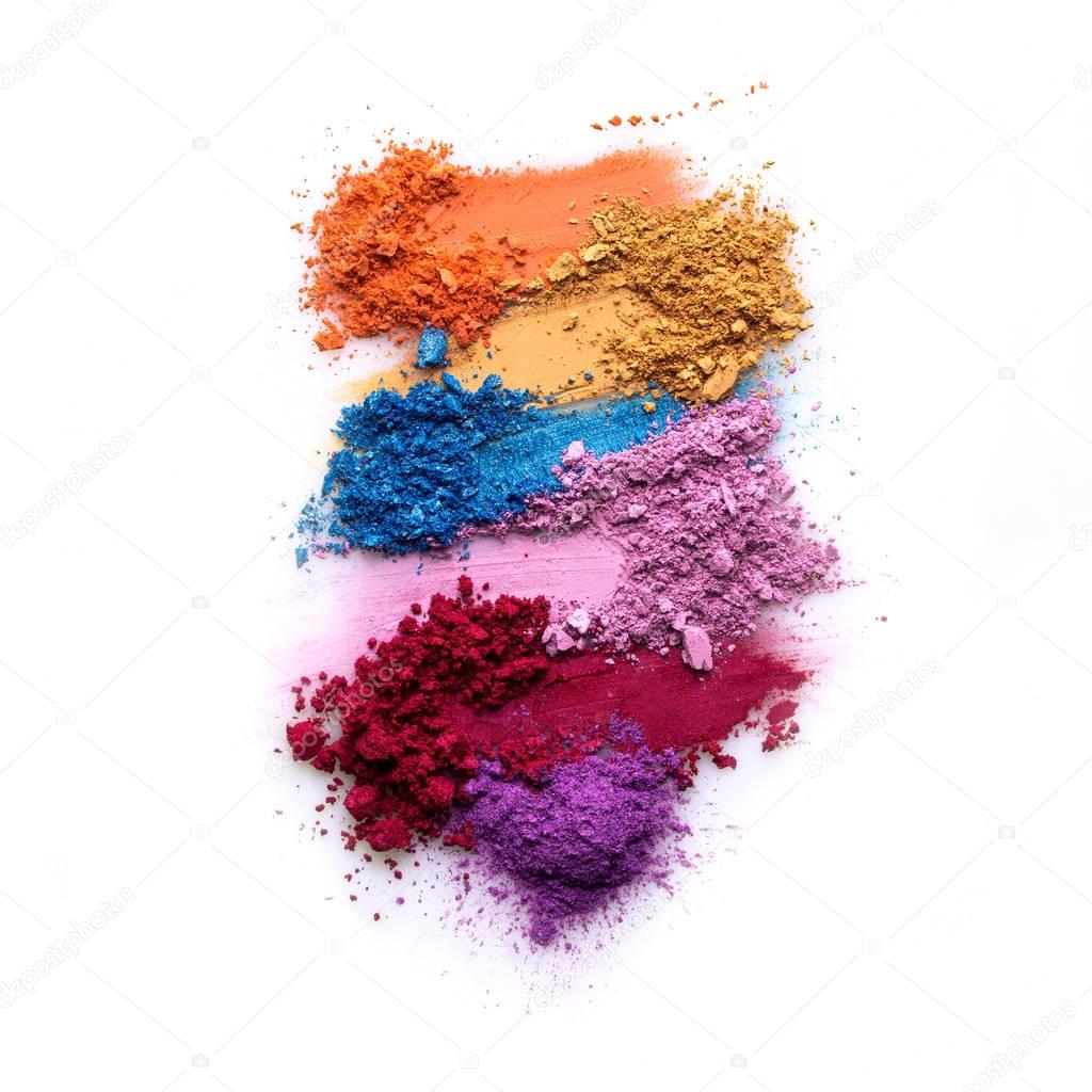 Cosmetic swatch. Creative concept photo of cosmetics swatches on white background.