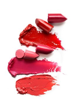 Kozmetik renk örneği. Yaratıcı konsept fotoğraf beyaz arka plan üzerinde kozmetik örnekleri.