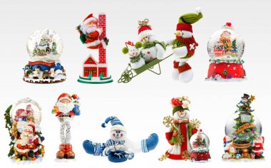 x-mas hediyeleri kardan adam, Noel Baba ve farklı kartopu gibi bir dizi.