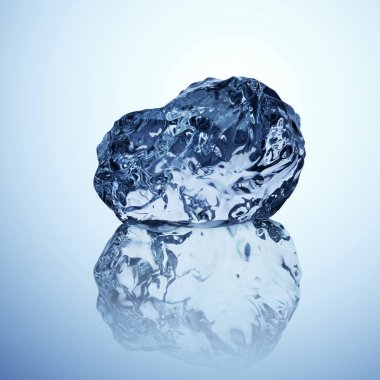 profesyonel olarak biçimlendirilmiş bir parça buz yüzeyi yansıtan üzerinde.