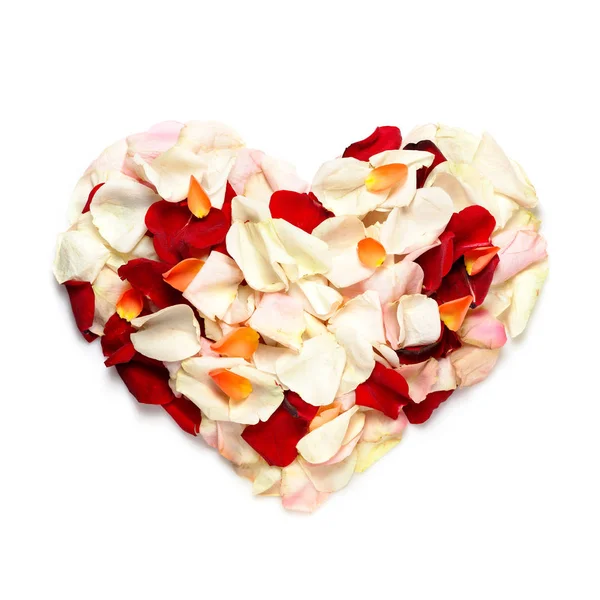 Beautiful Rose Petals Shape Loving Heart Piece Valentines Romance — Stock Photo, Image