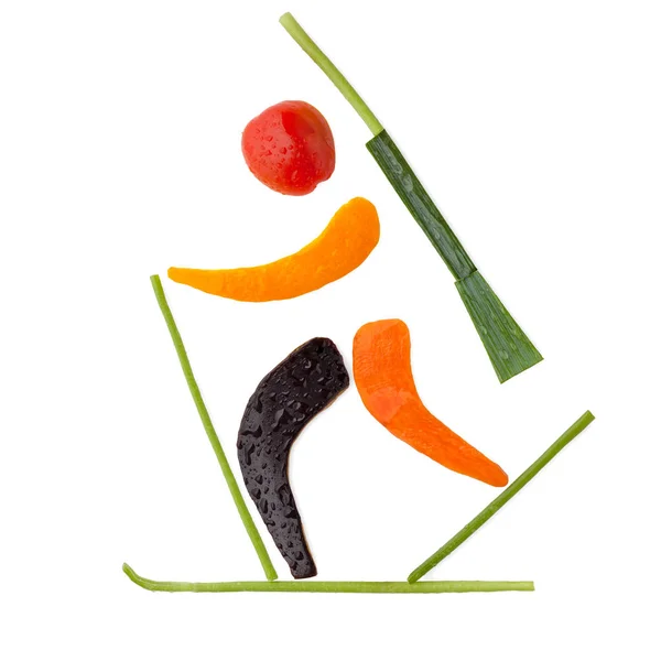 Fruits Vegetables Shape Biathlete Skiing Final Lap Penalty Loop — Stock Photo, Image