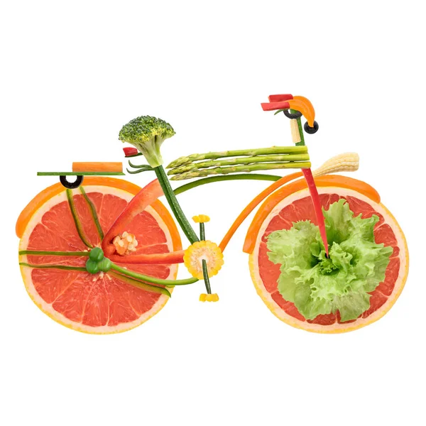 Frutta Verdura Forma Bicicletta Urbana Scatto Fisso Particolare Isolata Fondo — Foto Stock