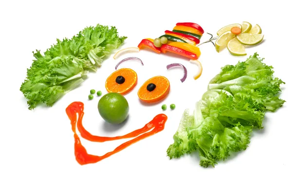 Happy Clown Made Fruits Vegetables — Stock Photo, Image