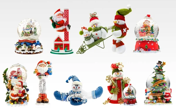 Set Mas Presents Including Snowmen Santa Different Snowballs — Stock Photo, Image