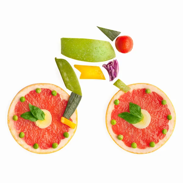 Frutas Verduras Forma Ciclista Bicicleta — Foto de Stock