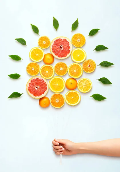 Healthy Food Concept Creative Still Life Bouquet Made Fresh Citrus — Stock Photo, Image