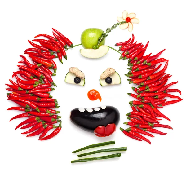 Concepto Creativo Comida Que Demuestra Payaso Espeluznante Halloween Con Ayuda —  Fotos de Stock