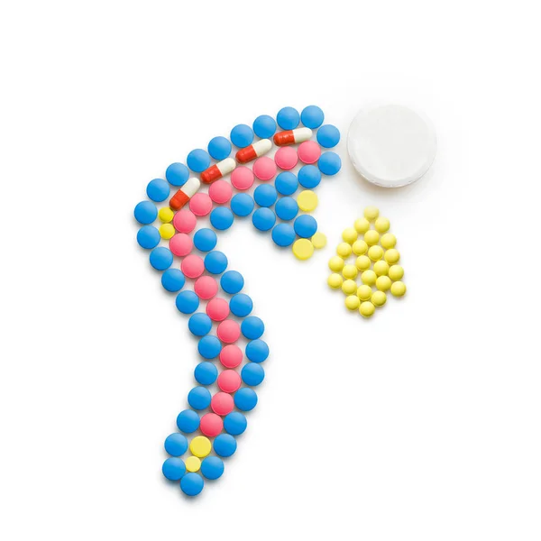Koncepcja Kreatywnych Zdrowia Leki Tabletki Białym Tle Chory Wymioty Ból — Zdjęcie stockowe