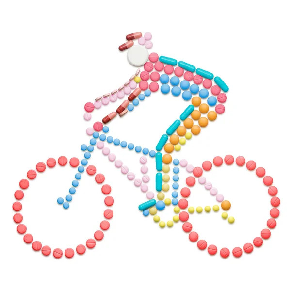 Dopning Droger Och Tabletter Form Tävlingscyklist Cykel — Stockfoto