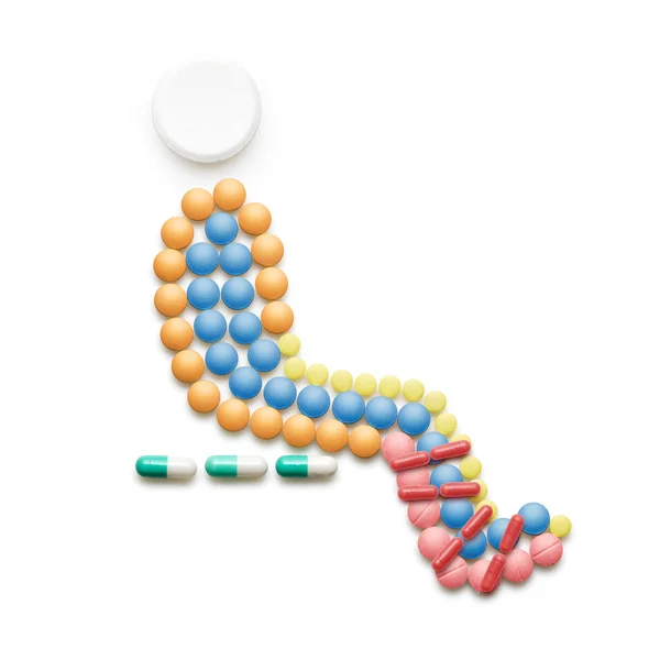 Creative Medicine Healthcare Concept Made Drugs Pills Person Broken Leg — Stock Photo, Image