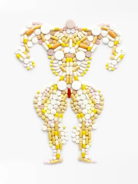 Doping Farmaci Ormoni Steroidei Sotto Forma Bodybuilder Muscolare — Foto Stock