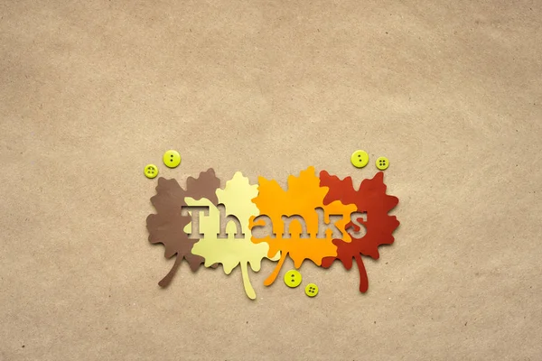 Creative Thanksgiving Day Concept Photo Leaves Made Paper Brown Background — Stock Photo, Image