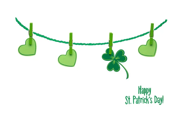 Creative Patricks Day Concept Foto Van Vastgemaakte Shamrocks Harten Gemaakt — Stockfoto