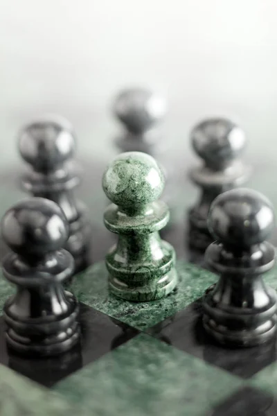 Composition Made Pawn Marble Chess Board — Stock Photo, Image