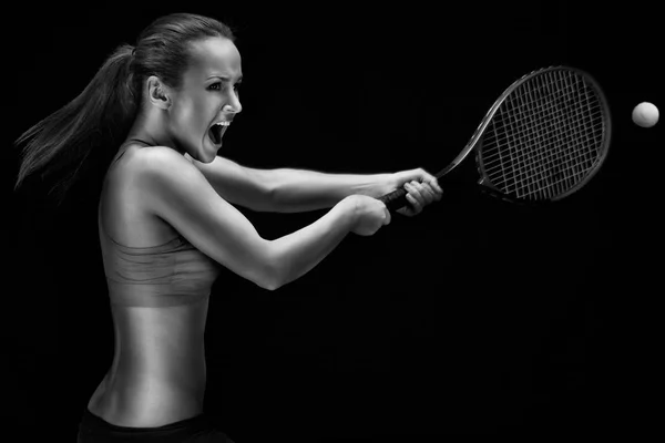 Портрет Теннисиста Ракеткой — стоковое фото
