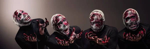 Egy Drámai Átalakítása Egy Hátborzongató Halloween Lich Véres Kötés Sötét — Stock Fotó