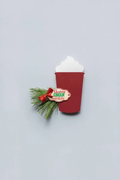 Creative Concept Photo Christmas Coffee Take Away Cup Made Paper — Stock Photo, Image